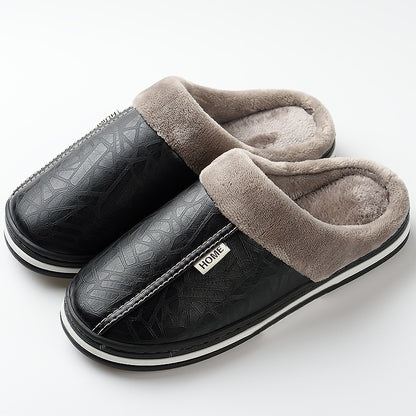 Men Winter Slippers with PU Leather