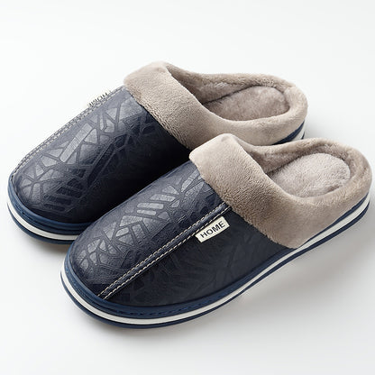 Men Winter Slippers with PU Leather