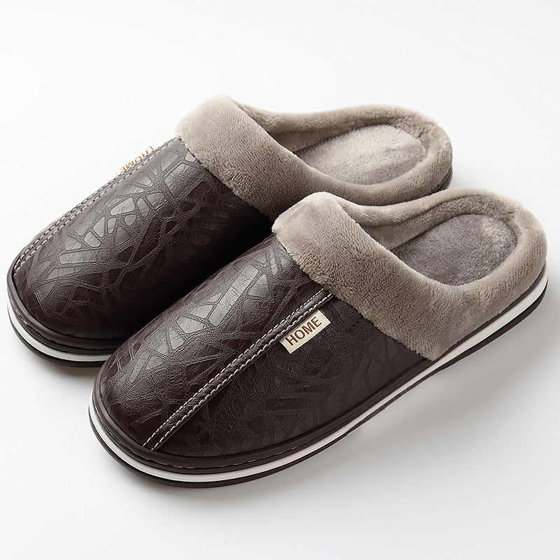 Men Winter Slippers with PU Leather