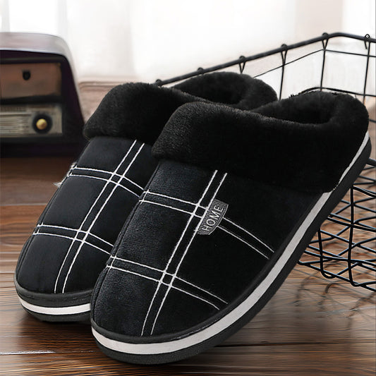 Winter Slippers for Men With Plaid