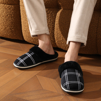 Winter Slippers for Men With Plaid