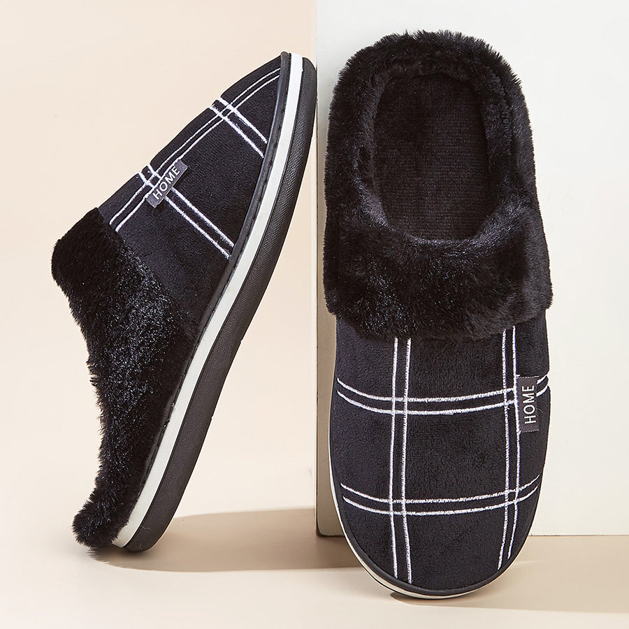 Winter Slippers for Men With Plaid