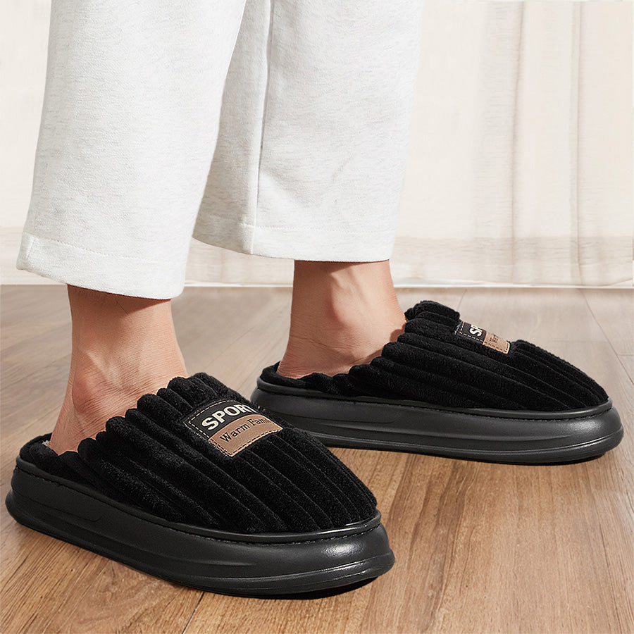 Men Winter Warm Fashion Corduroy Stripes Slippers