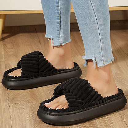 Fashion Slides Shoes Womens with Corduroy Crossbands