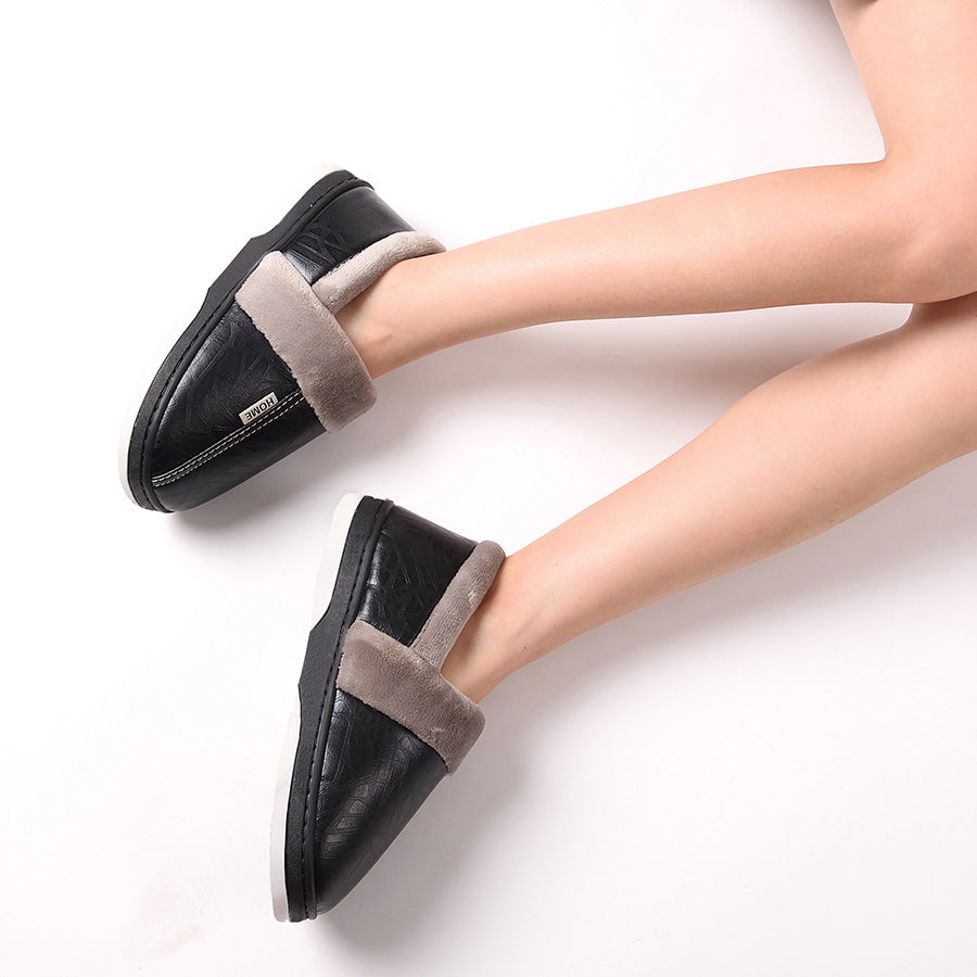 Waterproof Slippers Womens with PU Leather