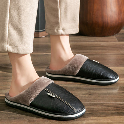 Men Winter Slippers with PU Leather