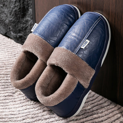 Waterproof Slippers Mens Memory Foam Plush Lined