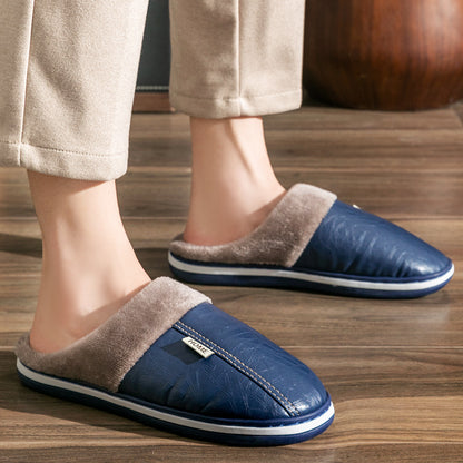 Men Winter Slippers with PU Leather