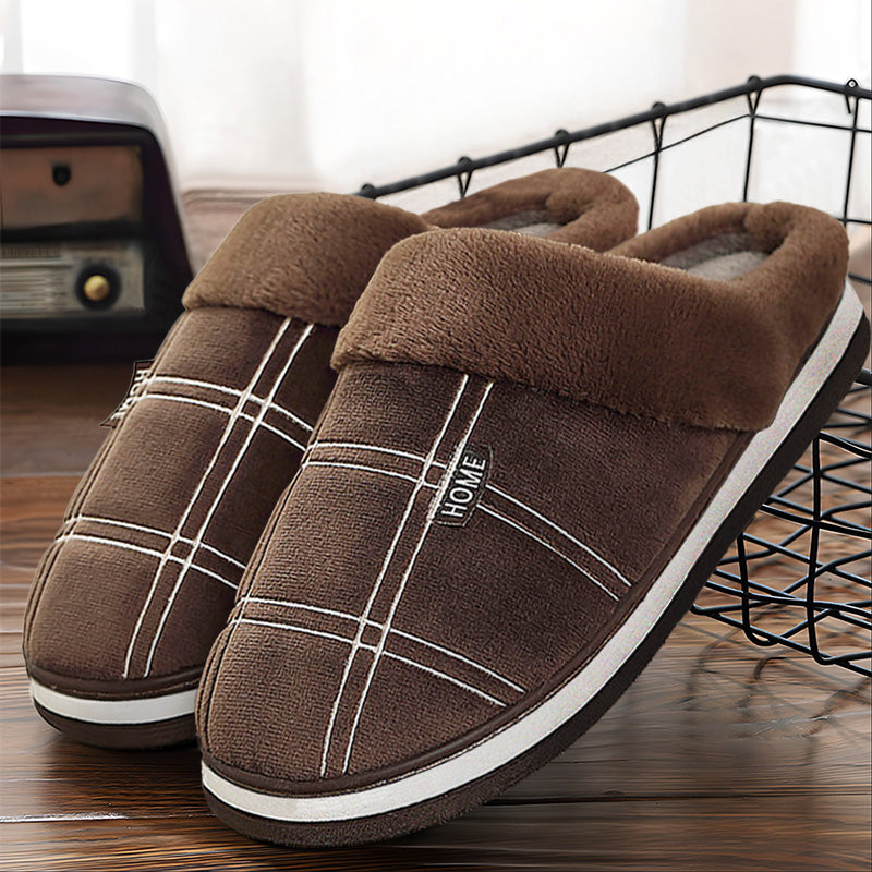 Winter Slippers for Men With Plaid