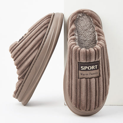 Men Winter Warm Fashion Corduroy Stripes Slippers