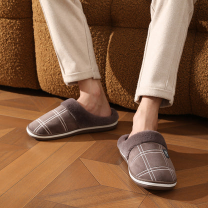 Winter Slippers for Men With Plaid