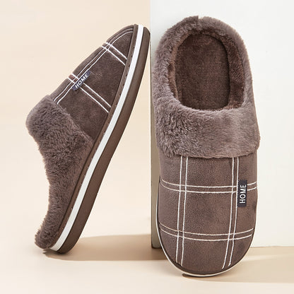 Winter Slippers for Men With Plaid