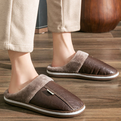 Men Winter Slippers with PU Leather