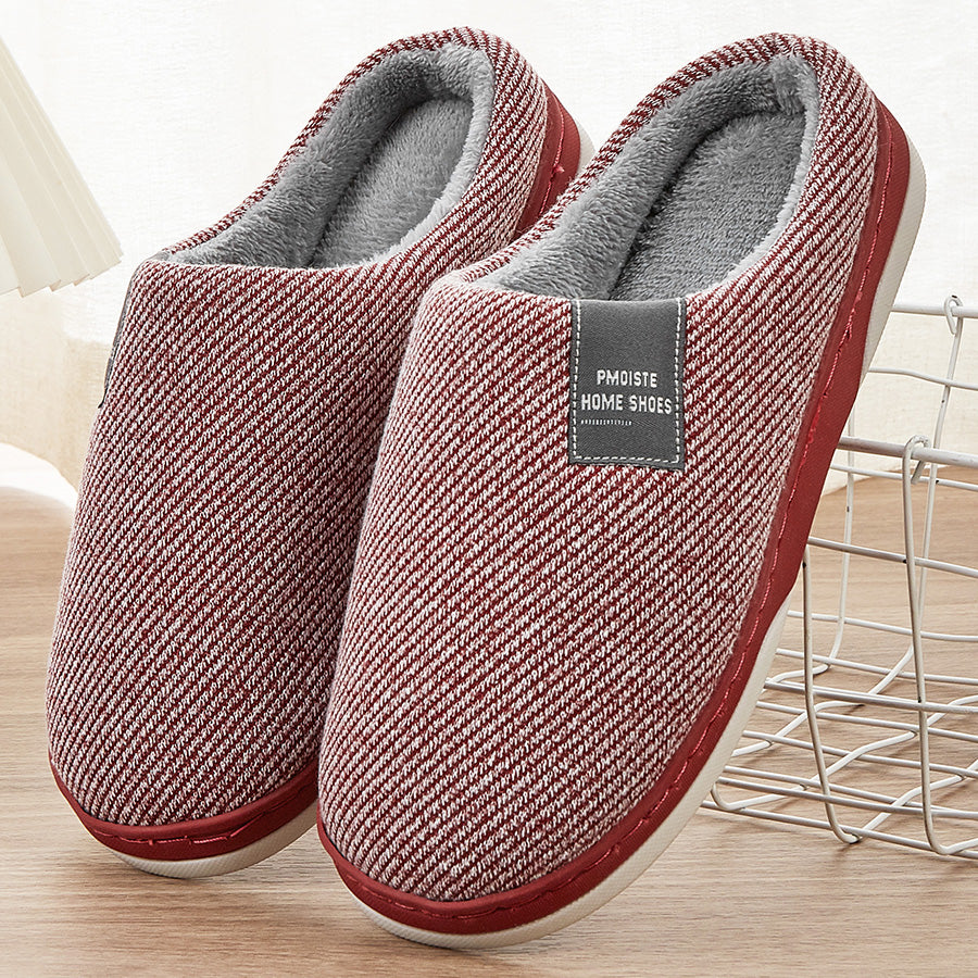 Fashion Plush Slippers for Ladies with Cotton Twill Stripes Line