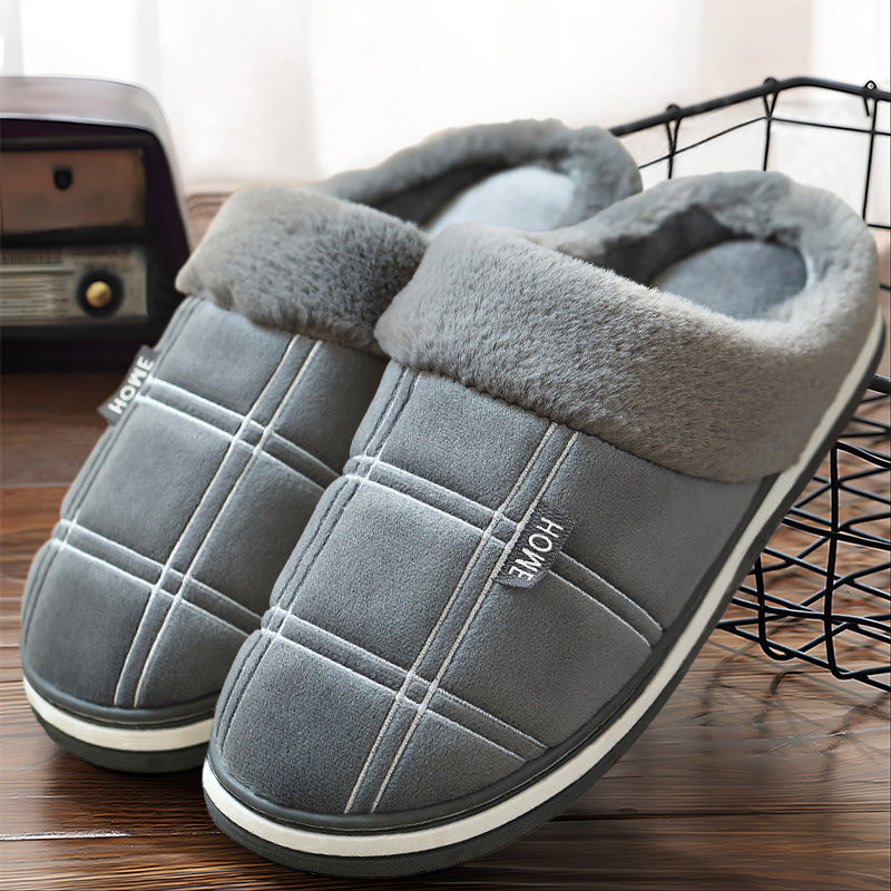 Winter Slippers for Men With Plaid