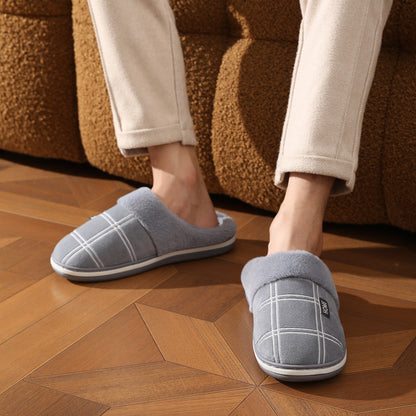 Winter Slippers for Men With Plaid