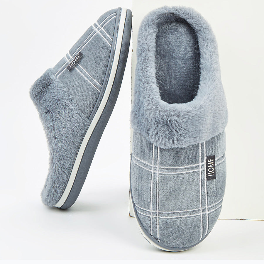 Winter Slippers for Men With Plaid