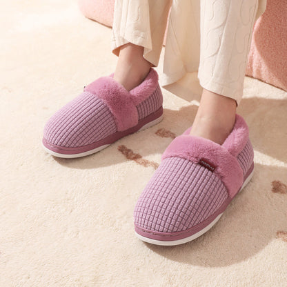 Women Memory Foam Winter Fashion Checked Slippers