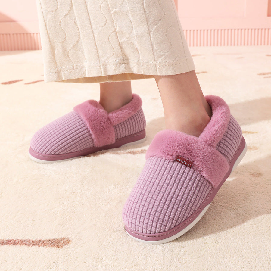 Women Memory Foam Winter Fashion Checked Slippers