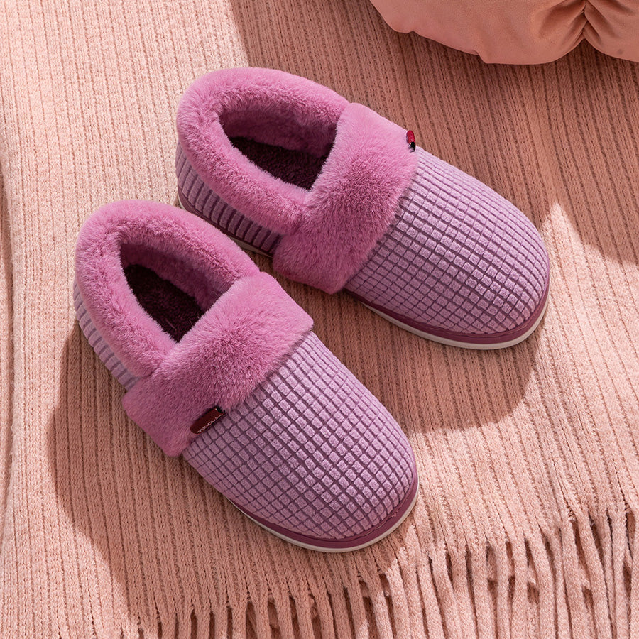 Women Memory Foam Winter Fashion Checked Slippers