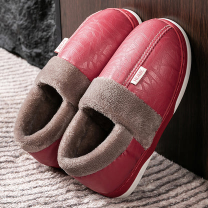 Waterproof Slippers Mens Memory Foam Plush Lined